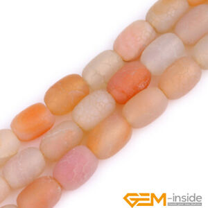 Vintage Agate Gemstone Frosted Smooth Column Barrel Beads For Jewelry Making 15"
