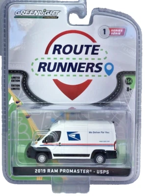Modello Auto Diecast 1/64 RAM Promaster 2500 Cargo USPS Post Van Greenlight 2019 - Immagine 1 di 3