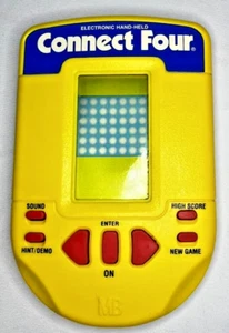 Juego de viaje electrónico portátil Connect Four 4 Hasbro 1995 amarillo probado funciona - Imagen 1 de 4
