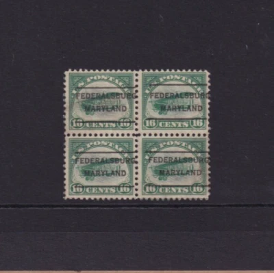 US Scott #C2 Precancel Precancelled Block-4 FEDERALSBURG MARYLAND - Scarce & Int - Image 1 of 2