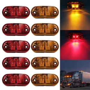 5x Red+5x Amber LED Side Marker Lights Oval Truck Trailer Clearance Light Lamp - Picture 1 of 11
