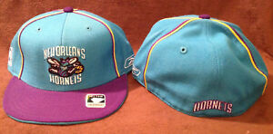 New Orleans Hornets Throwback Reebok NBA Fitted Hat Teal/Purple Size 7 1/8
