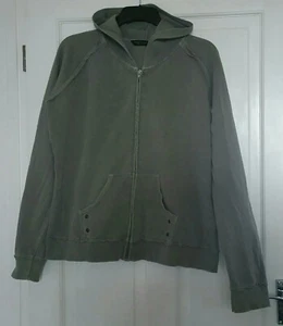 DOROTHY PERKINS GREEN COTTON ZIP HOODIE SIZE 20 - FADED/RAW EDGE STYLE - Picture 1 of 10