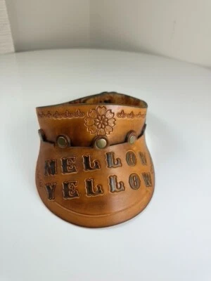 Cosplay LEATHER MELLOW YELLOW Pop sun VISOR HAT ADJUSTABLE BACK Christmas Gift - Image 1 of 4