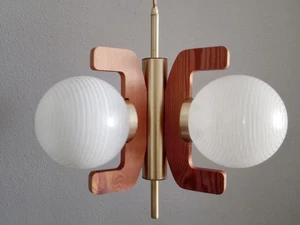 Premium Brass And Wood Sputnik Chandelier Handmade Elegant Modern Ceiling Light - Picture 1 of 4