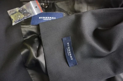 Burberry London S100 Lana Negro 2 Piezas Traje Chaqueta Pantalones Talla 40R 50EU NUEVO Foto 1 de 4
