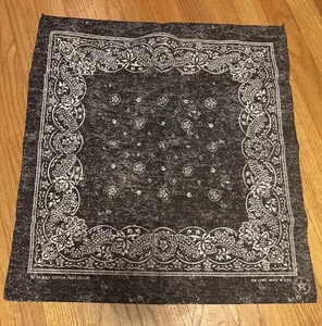 Bandana Hanky Black Stonewash Cotton Cowboy Costume Biker Scarf Vintage 80s 90s - Picture 1 of 5