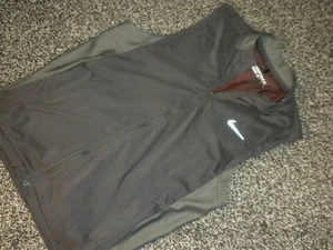 Nike Vest Mens M Black Aerolayer Full Zip Golf Swoosh Lightweight Stretch 726261 - Picture 1 of 10