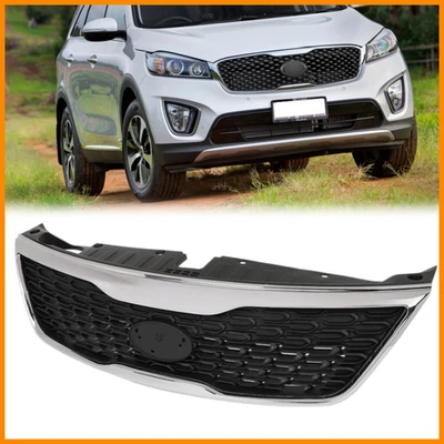 Se adapta a Kia Sorento 2014-2015 parrilla superior con moldura cromada parachoques delantero rejilla negra Foto 1 de 4