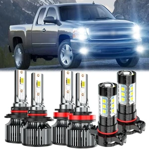 FOR Chevy Silverado 1500 2007-2015 - 6x 6000K LED Headlight Hi/Lo&Fog Bulbs Kit - Picture 1 of 24