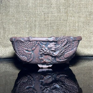 Dragon sculpture bonsai pot, Ceramic, 4 legs sculpture in the shape of a cloud - Picture 1 of 12