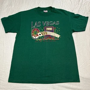 Vintage Las Vegas Nevada Casino T-Shirt Green Size L Hanes Beefy-T Tee - Picture 1 of 6
