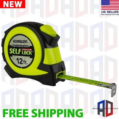 Komelon 12ft Tape Measure Self Lock Evolution L4812HV Auto Lock Bright A9 - Image 1 of 4