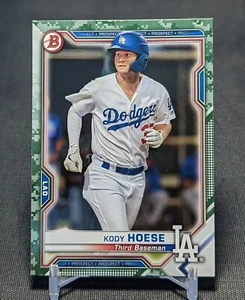Kody Hoese Camo Prospect Rookie 2021 Bowman Card #BP-39 Los Angeles Dodgers - Picture 1 of 2