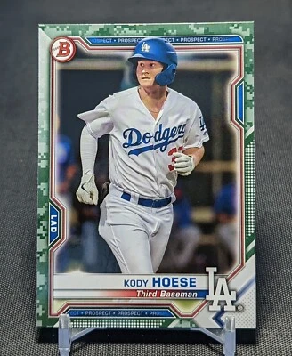 Kody Hoese Camo Prospect Rookie 2021 Bowman Card #BP-39 Los Angeles Dodgers - Image 1 of 2