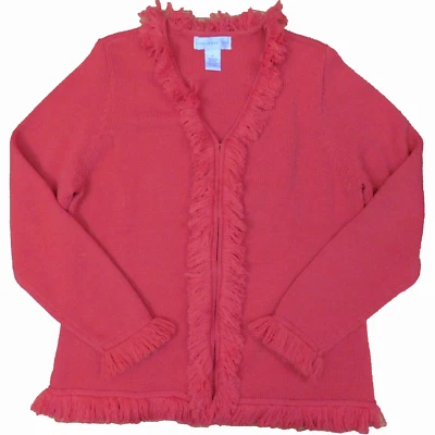 Cárdigan Suéter Estilo Susan Graver Manga Larga Melón Naranja Mezcla Lana Mujeres M Foto 1 de 4