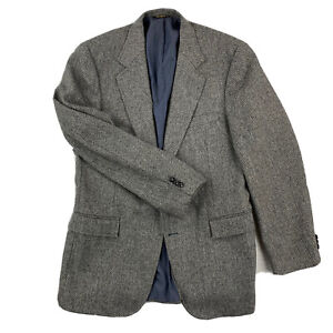 Vintage Kingsridge Tweed 42S Gray Herringbone 100% Wool 2 Button Sports Coat USA
