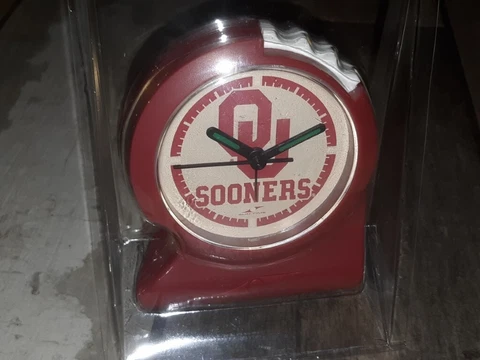 Vintage OU SOONERS Gripper Alarm Clock With light NCAA Sun Time New Sealed Cover
