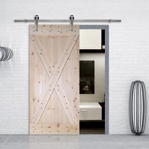 6ft.  Stainless Steel Sliding Hardware Set w/Unfinished Interior DIY Barn Door - Picture 1 of 7