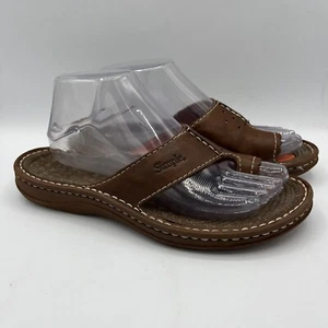Simple Brand 9863 Brown Leather Toe Loop Size 8 Women's Comfort Sandals - Picture 1 of 8