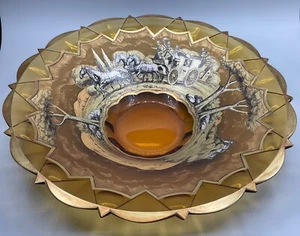 MOSER CZECH BOHEMIAN AMBER CUT GLASS SIGNED J.M. POHL - Picture 1 of 9