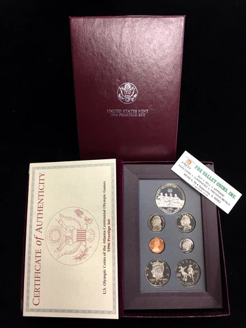 1996 US MINT PRESTIGE ATLANTA OLYMPICS 7-COINS PROOF SET IN OGP W/COA! KEY DATE! Cover