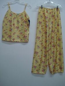 USA Made Nancy King Lingerie Long Pajama Sleepwear Size 3X Yellow Floral #234C