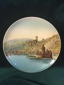 Vintage German Mettlach Villeroy & Both Charger w/ Castle, River, Vineyards - Imagen 1 de 6