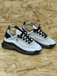 Chanel Velvet Mixed Fibers Unisexs CC Sneakers 38 Ivory & White - Picture 1 of 12