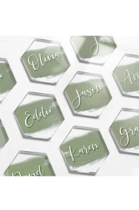 20Pcs Clear Acrylic Place Cards for Wedding | Blank Hexagon Table Seating Cards - Picture 1 of 6