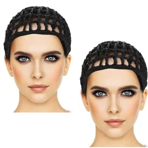 2 Pcs Mesh Crochet Hair Net Soft Rayon Knit Crochet Hairnet Hair Cover - Picture 1 of 7