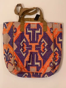 Orange Blue Aztec Style Woven Geometrical Boho Large Tote shoulder Bag - Picture 1 of 2