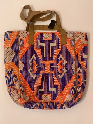 Bolso de Hombro Grande Boho Geométrico Tejido Estilo Azteca Naranja Azul Foto 1 de 2