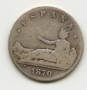 Gobierno Provisional 1 Peseta 1870 Ceca Madrid NL426 - Picture 1 of 2