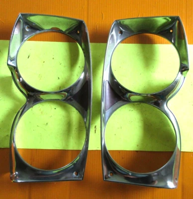 USED PAIR 1965 MERCURY COMET HEADLIGHT TRIM BEZEL - Image 1 of 4