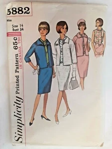 Skirt Sleeveless Top Boyfriend Jacket 12 Simplicity Sewing Pattern 5882 VTG UC - Picture 1 of 6