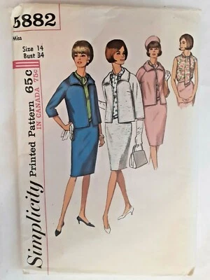 Skirt Sleeveless Top Boyfriend Jacket 12 Simplicity Sewing Pattern 5882 VTG UC - Image 1 of 4