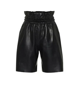 Ladies Genuine Lambskin Leather Belted Shorts For Women - Casual summer shorts - Picture 1 of 2
