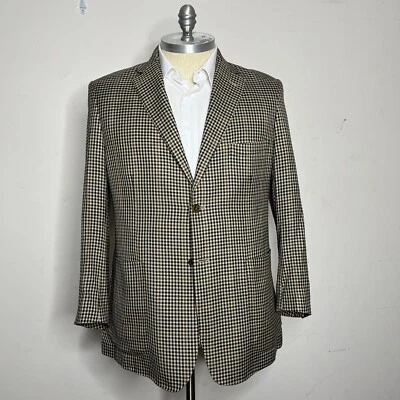 Blazer Crittenden Of Oxxford Ropa Para Hombre Marrón Seda Bambú Lana XL 46R Cuadros Foto 1 de 4