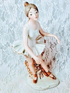 Ballerina Porcelain GOLD Sculpture Figurine Statue 10.75" Artist Signed Numbered - Picture 1 of 12