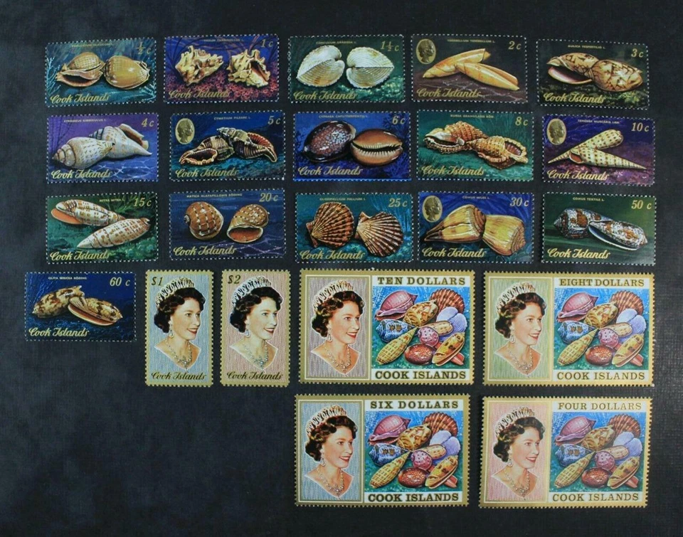 COOK ISLANDS 1975 SEA SHELLS 1/2c - $10 COMPLETE SET SC381-402 MNH TOP135 - Image 1 of 1