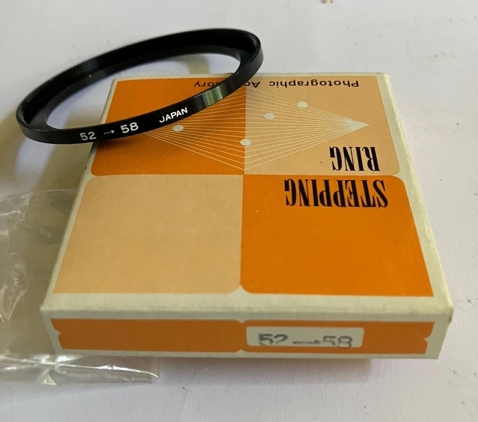 Vintage Ø 52mm to 58mm Step-Up Camera Lens Filter Adapter Ring, Made in Japan - Image 1 of 1