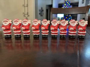 Set Of 9 Vintage Blow Mold Santa Plastic Christmas Mini Light Covers - Picture 1 of 6