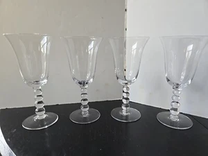 Imperial Candlewick 5 Ball Water Wine Glasses Mid-Century Modern USA Set Of 4 - Picture 1 of 21