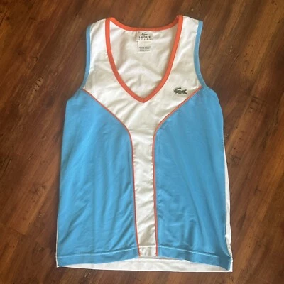 Lacoste Womens 36 SPORT Colorblock Tennis Tank Orange Blue Florida C Neck Preppy - Image 1 of 4