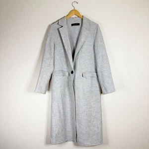 Abrigo largo de lana ZARA gris claro oversize botón delantero TALLA PEQUEÑA - Imagen 1 de 9