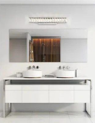 allen + roth Auerlis 24-in Glam Vanity Light Bar – Chrome/Silver– LED Integrated - Image 1 of 4