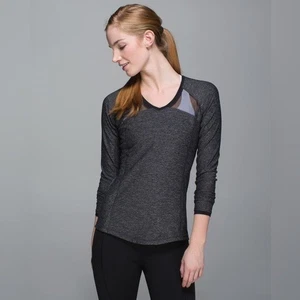 Lululemon Pace Pusher Long Sleeve Heathered Black / Black women’s size 10 Medium - Picture 1 of 11