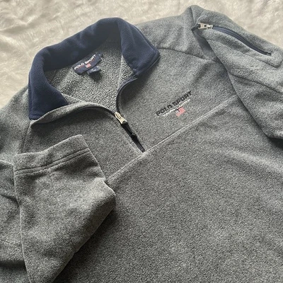Polo Sport Ralph Lauren 1/4 Cremallera Termo Pro Polar Sudadera Gris/Azul Marino Talla L Foto 1 de 4