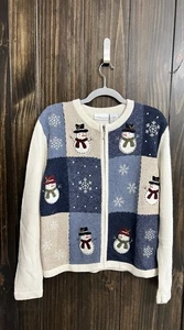 Croft & Barrow Sweater Women's Small Angora Wool Embroidered Winter Snowmen - Picture 1 of 10